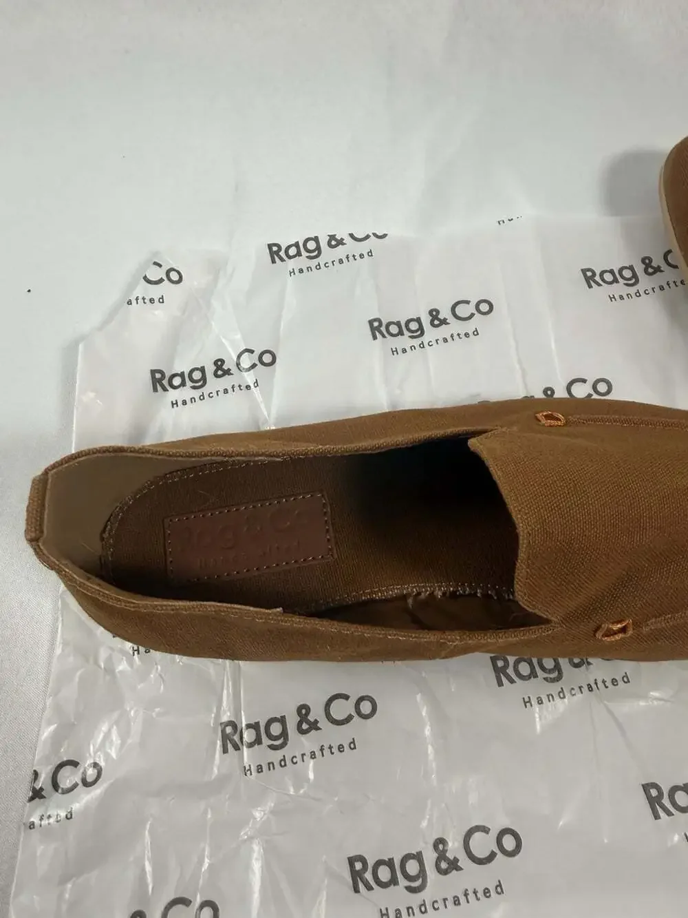 Rag & Co Bougie Tan Organic Canvas Loafers Size 9 NEW